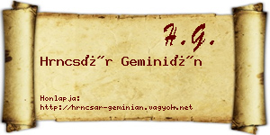 Hrncsár Geminián névjegykártya